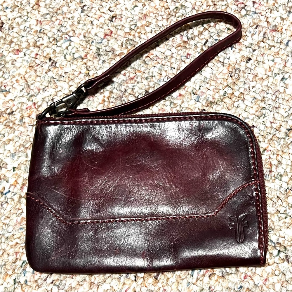 FRYE Burgundy Leather Wristlet Wallet - Discount Shipping